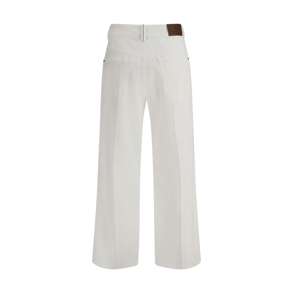 Brunello Cucinelli White Cotton Straight-Leg Jeans - Image 2