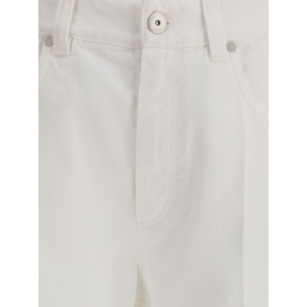 Brunello Cucinelli White Cotton Straight-Leg Jeans - Image 3