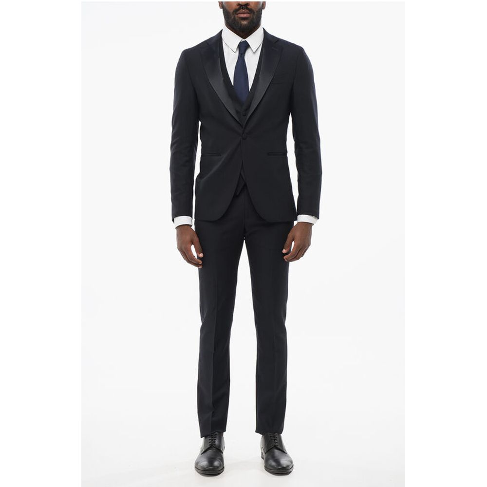 Corneliani Wool Single Breasted Blazer With Satin Lapel