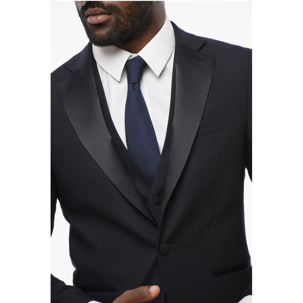 Corneliani Wool Single Breasted Blazer With Satin Lapel - Image 3