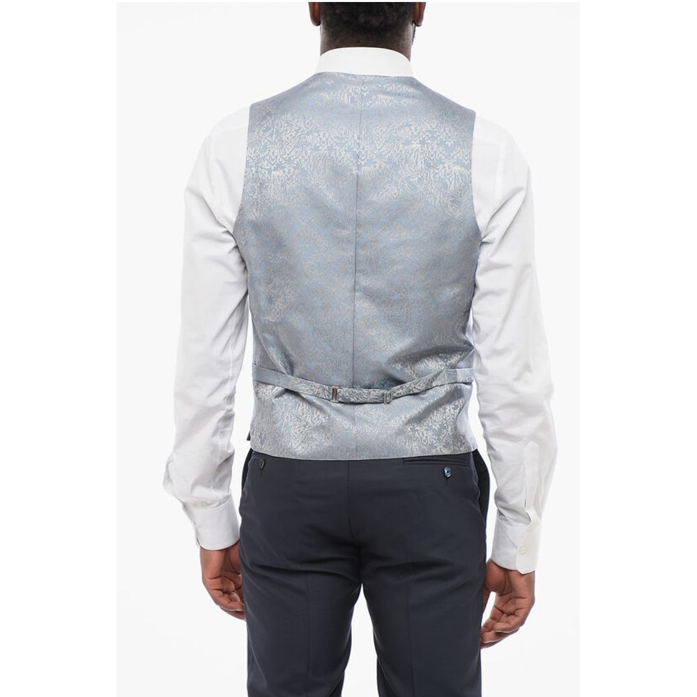 Corneliani Blended Silk Damasked Motif Vest with Half-Belt - Image 2