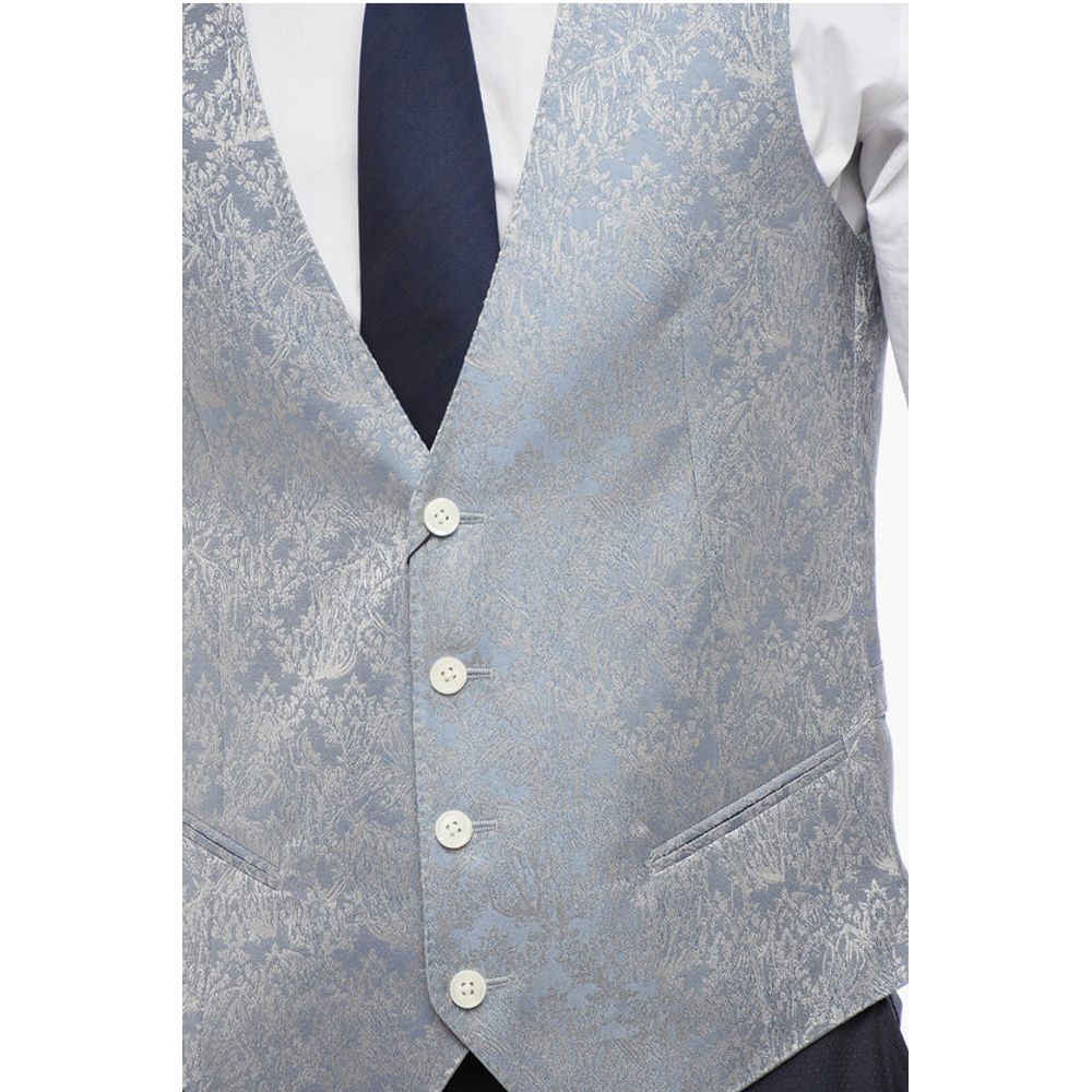 Corneliani Blended Silk Damasked Motif Vest with Half-Belt - Image 3