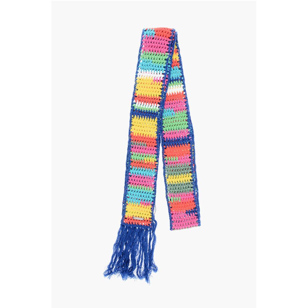 Dsquared² Multicolor Fringed Crochet Scarf