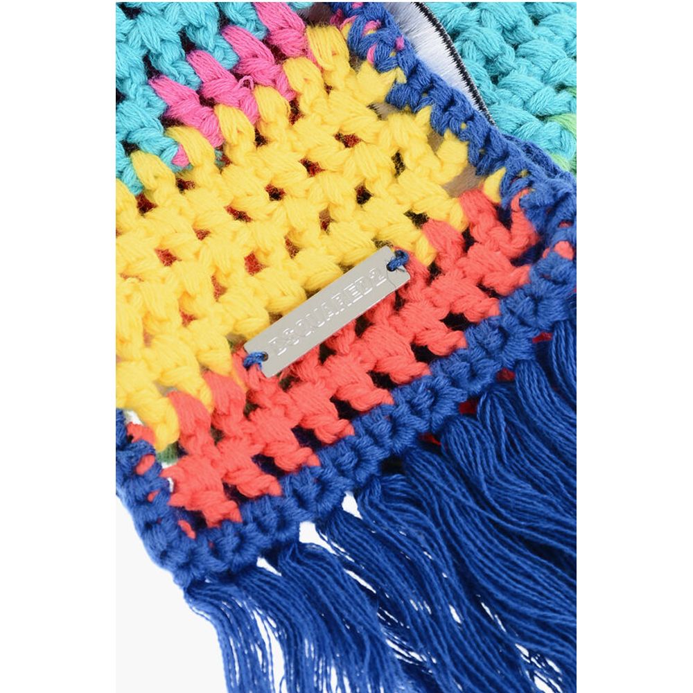 Dsquared² Multicolor Fringed Crochet Scarf - Image 2