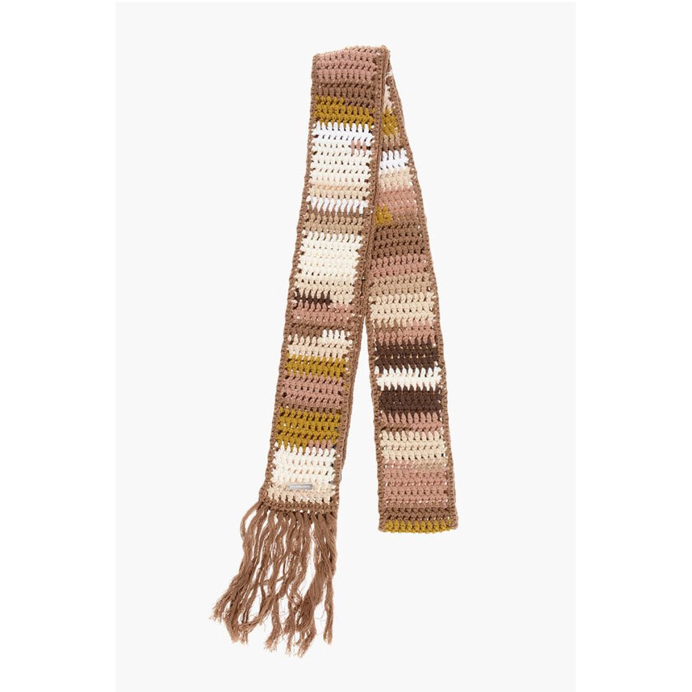 Dsquared² Fringed Crochet Scarf
