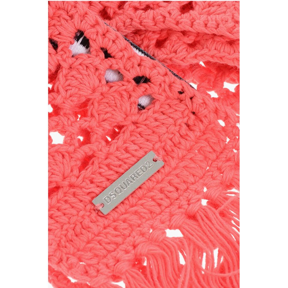 Dsquared² Solid Color Crochet Scarf with Fringes - Image 2