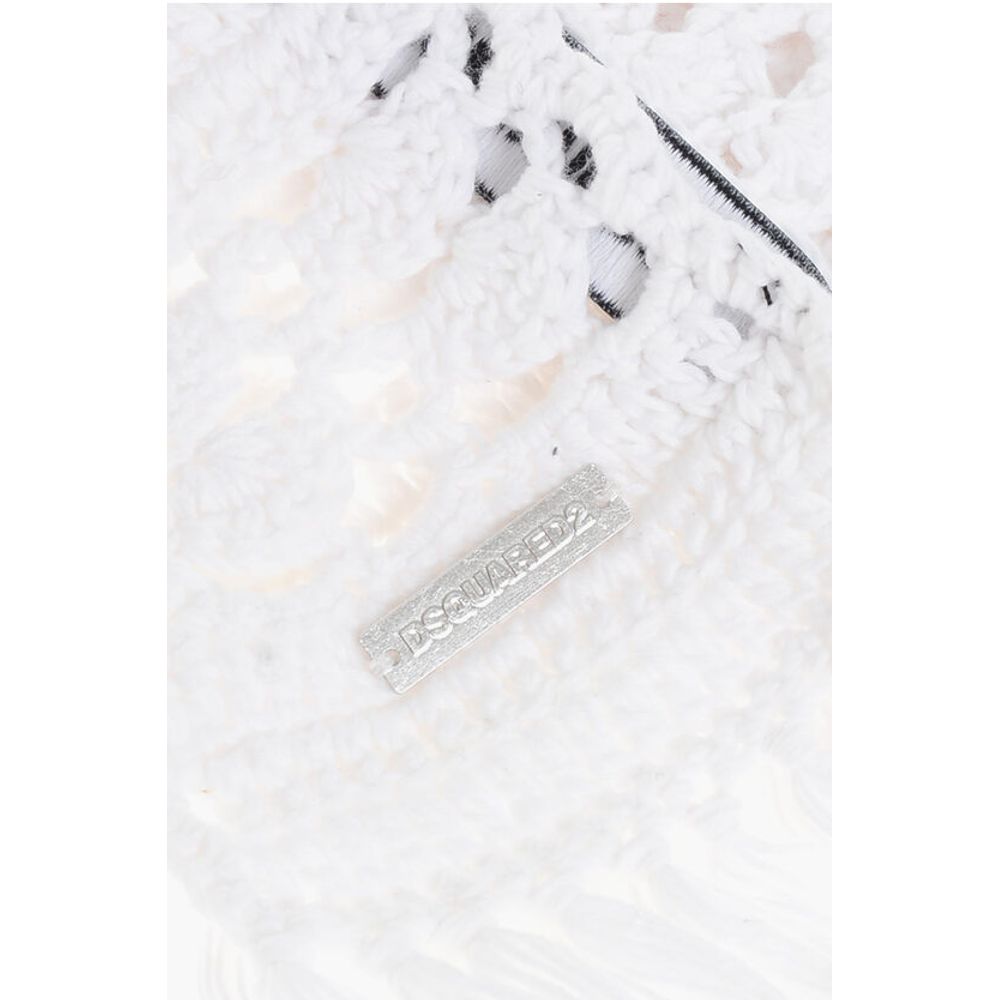 Dsquared² Solid Color Crochet Scarf with Fringes - Image 2