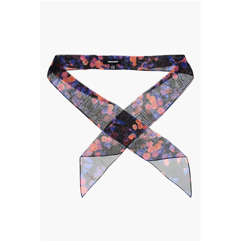 Dsquared² Floral Patterned Chiffon Slim Foulard