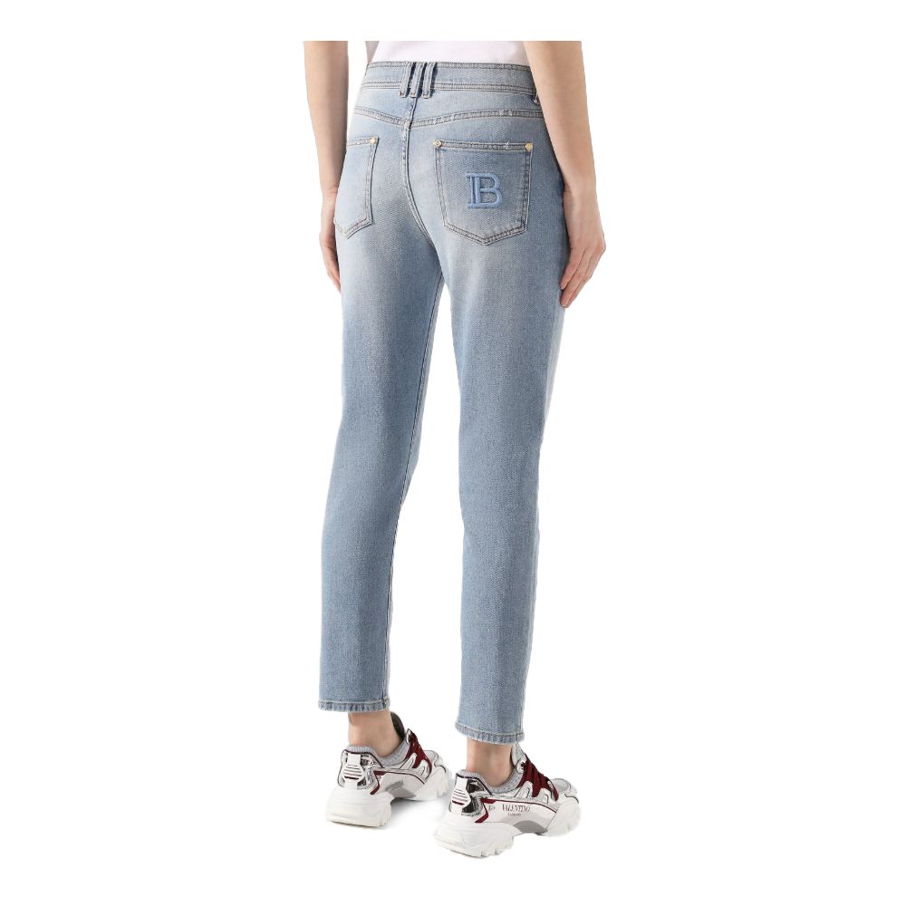 Balmain Blue Cotton Jeans & Pant - Image 2