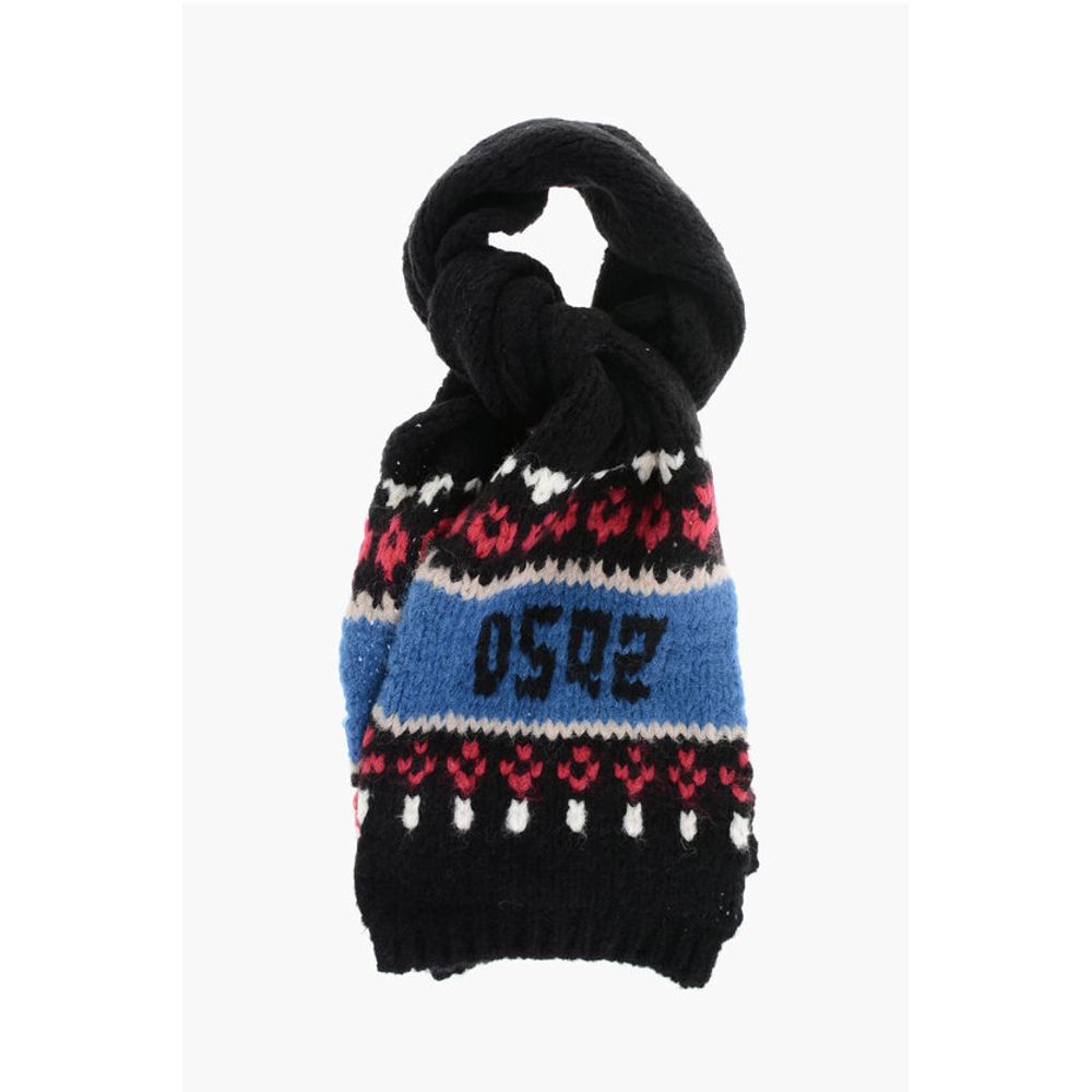 Dsquared² Alpaca Blend Scarf with Fairisle Motif
