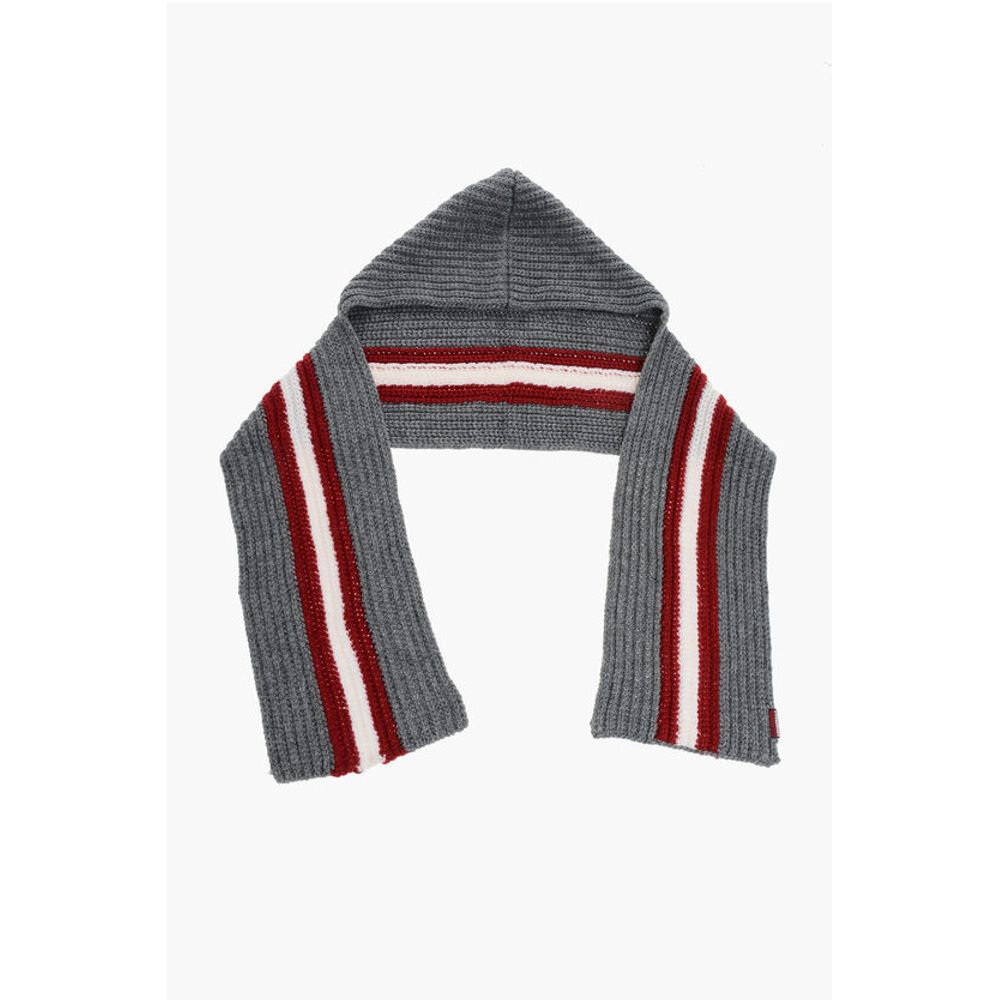Dsquared² Alpaca Blend Scarf with Contrasting Band and Hood