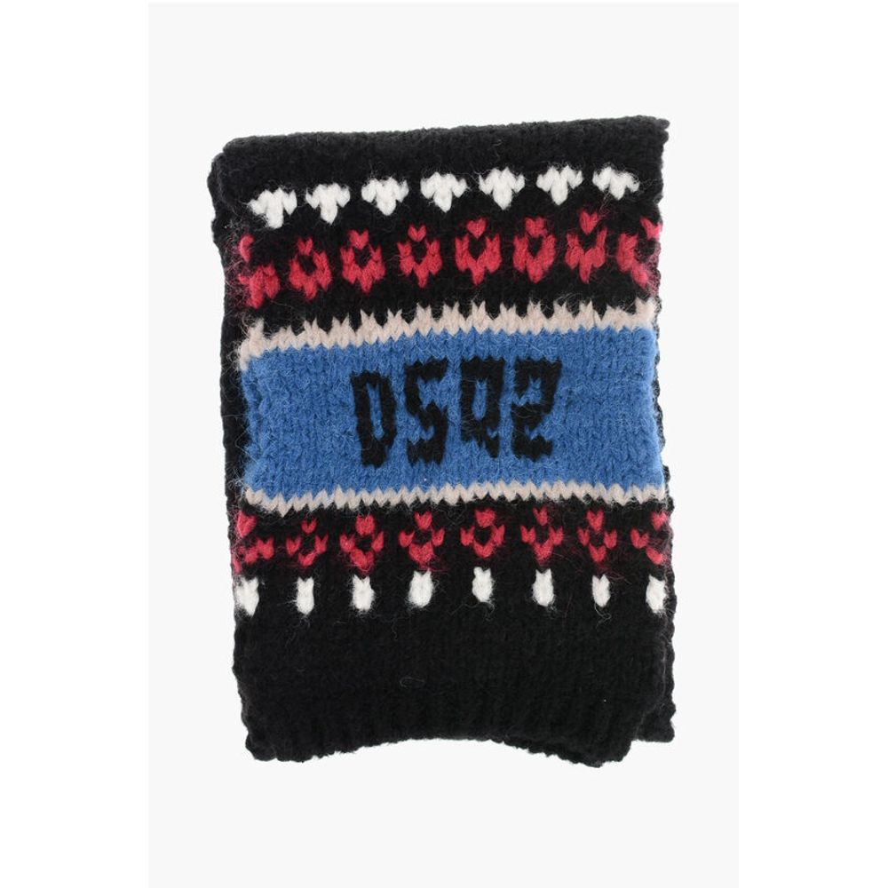 Dsquared² Alpaca Blend Scarf with Fairisle Motif - Image 3