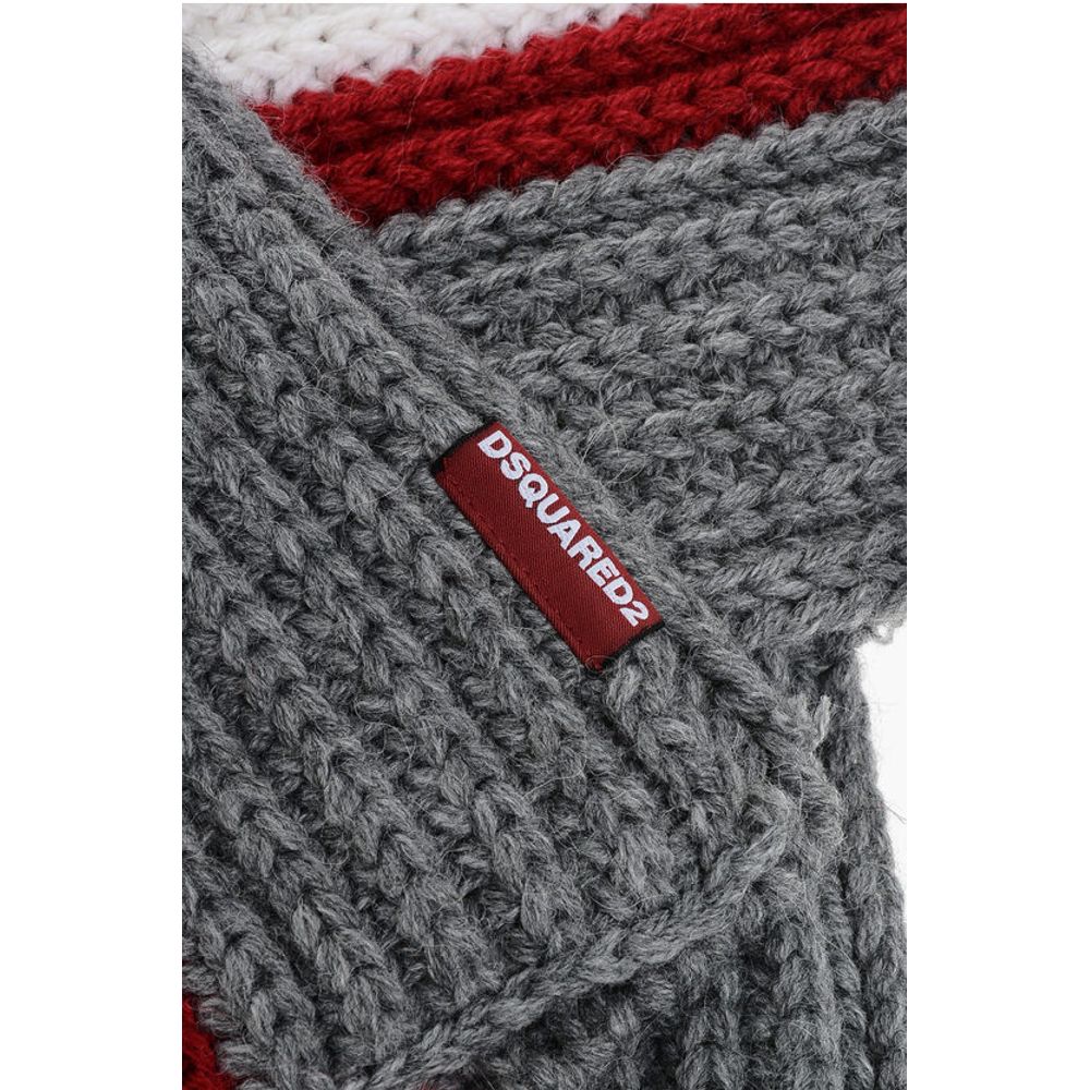 Dsquared² Alpaca Blend Scarf with Contrasting Band and Hood - Image 3