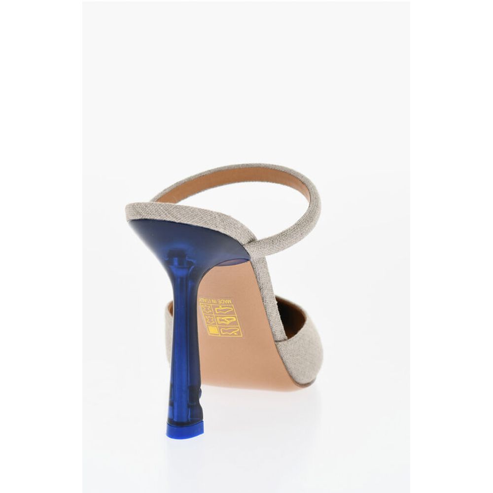 Off-White Pointed Linen Blend LOLLIPOP Mules Heel 11 cm - Image 2