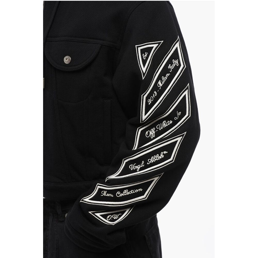 Off-White Front Ziped VARSITY DIAG Hoodie with Utility Pockets - Image 3