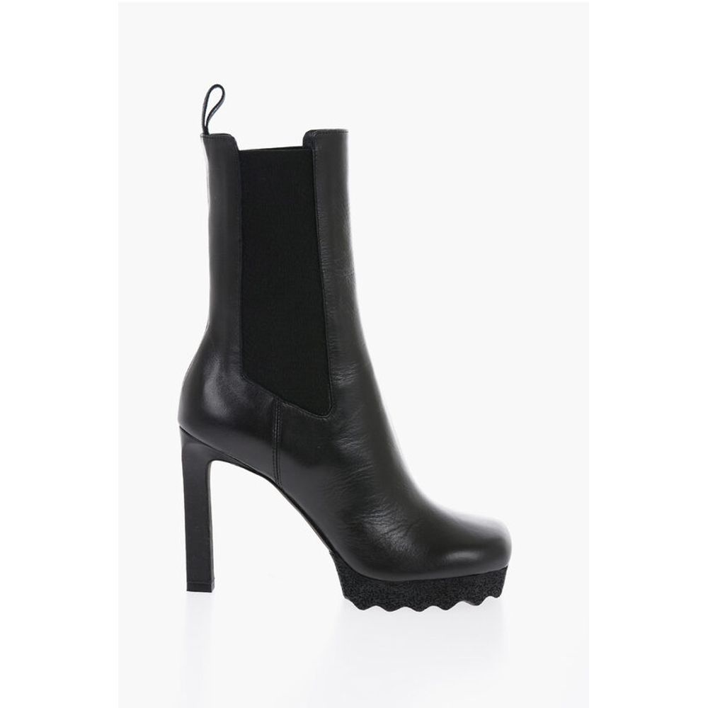Off-White Leather SPONGE Chelsea Booties 12cm - Image 3