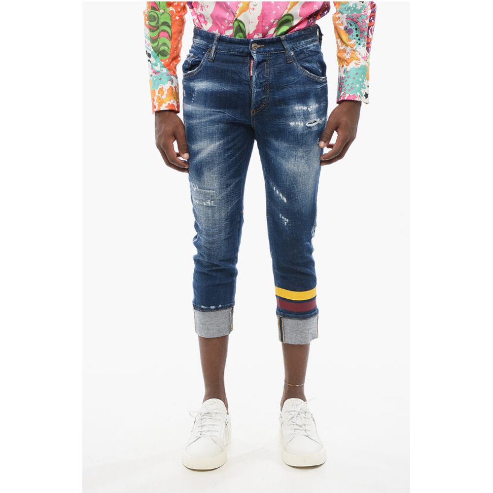 Dsquared² Dark Washed Sailor Fit Denims with Printed Bands 15cm