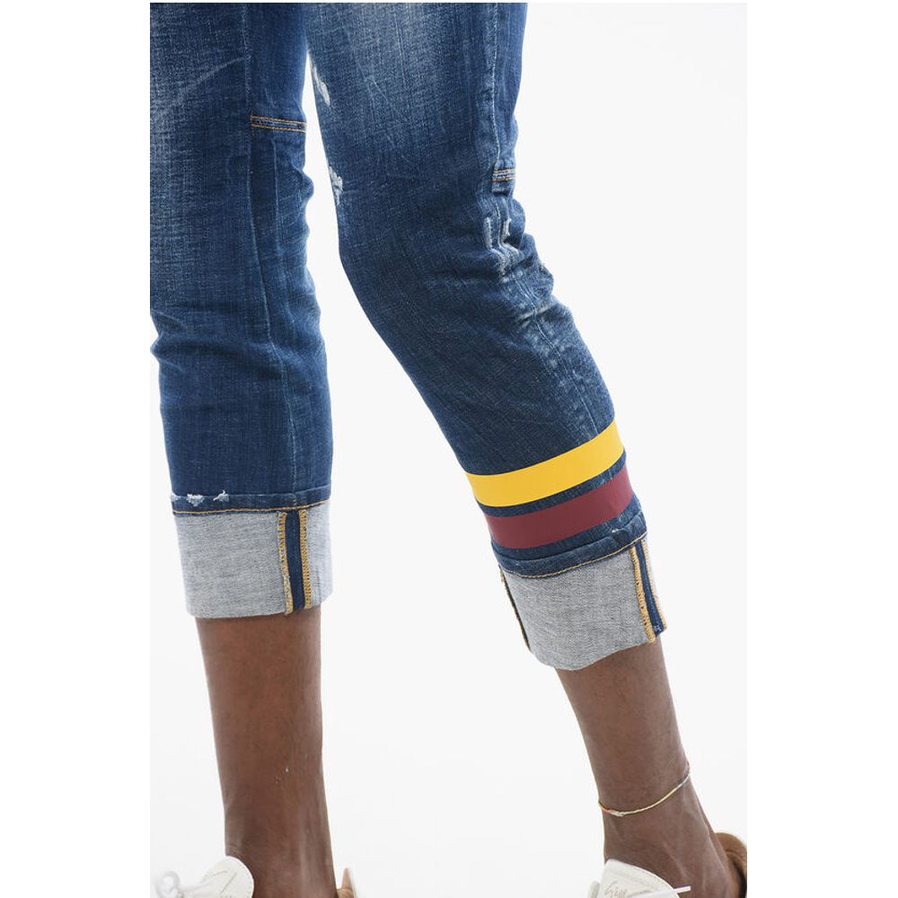 Dsquared² Dark Washed Sailor Fit Denims with Printed Bands 15cm - Image 3