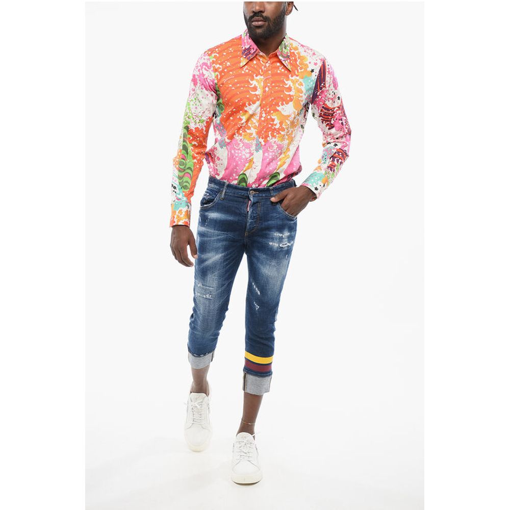 Dsquared² Dark Washed Sailor Fit Denims with Printed Bands 15cm - Image 4