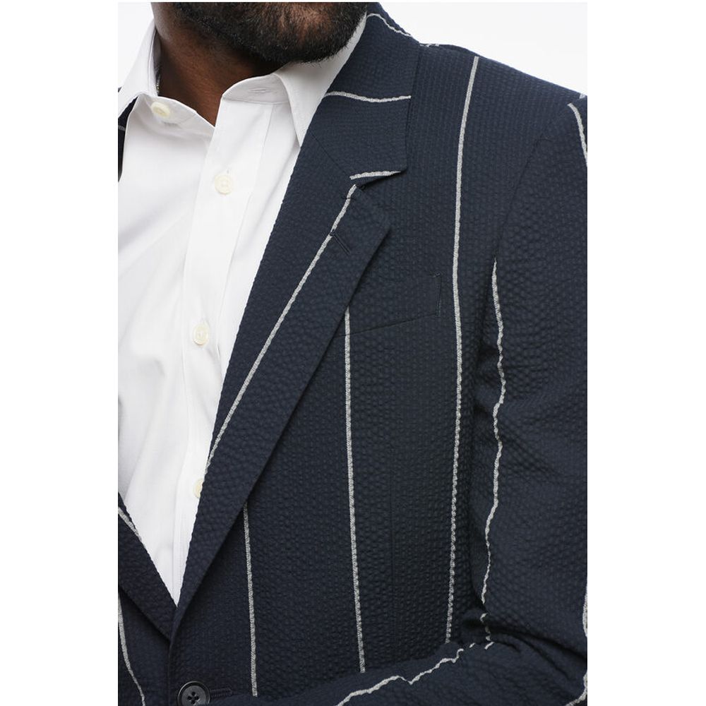 Corneliani CC COLLECTION Single Breasted Half-Lined Blazer With Stripe - Image 3