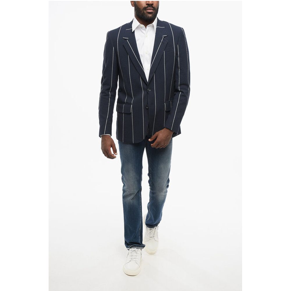 Corneliani CC COLLECTION Single Breasted Half-Lined Blazer With Stripe - Image 4
