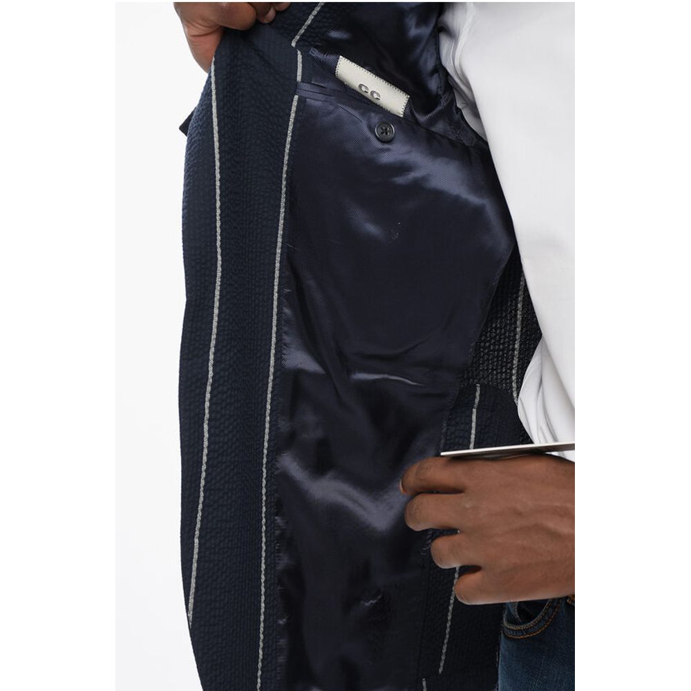 Corneliani CC COLLECTION Single Breasted Half-Lined Blazer With Stripe - Image 5