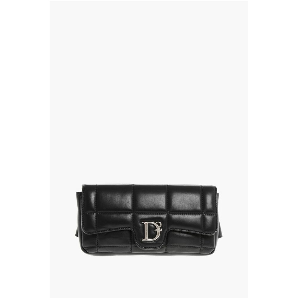 Dsquared² Quilted Leather Pouch with Snap Button