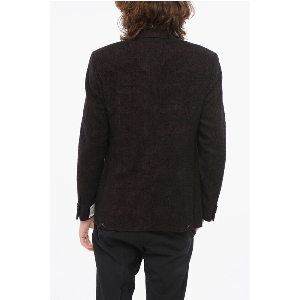 Nino Danieli Blended Wool Blazer with Fuzzy Glen Plaid Motif - Image 2