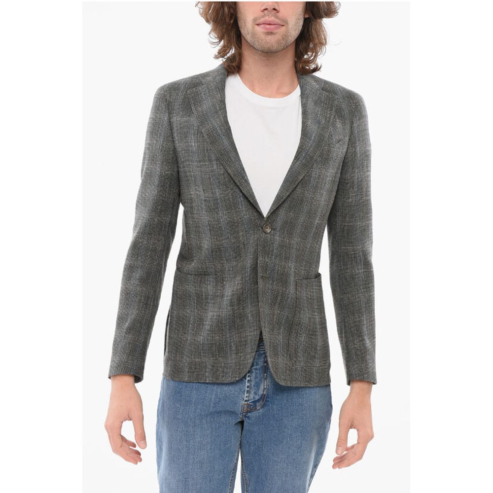 Corneliani CC Collection Cool Wool REWARD Blazer with Check Motif