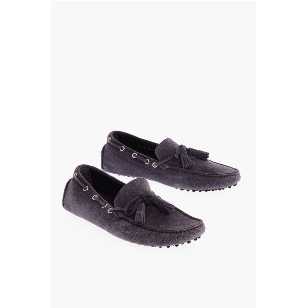 Corneliani ID Suede Boat Deck Shoes with Tassels