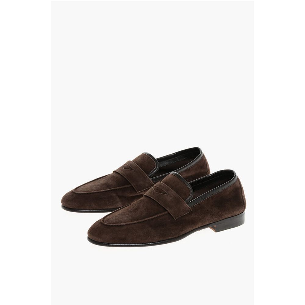 Corneliani Solid Color Suede Penny Loafers