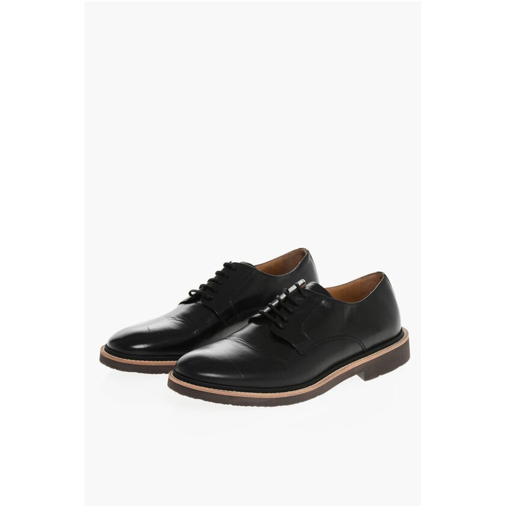 Corneliani Solid Color Leather Derby Shoes