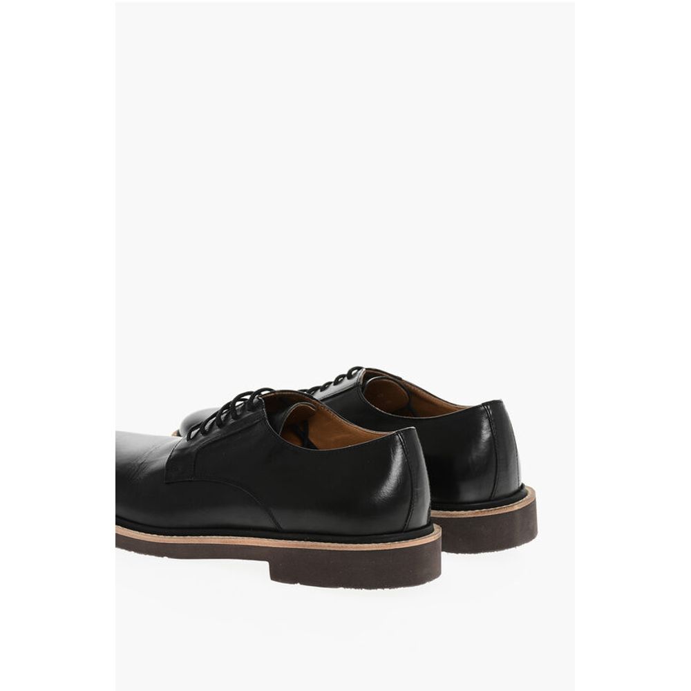 Corneliani Solid Color Leather Derby Shoes - Image 2