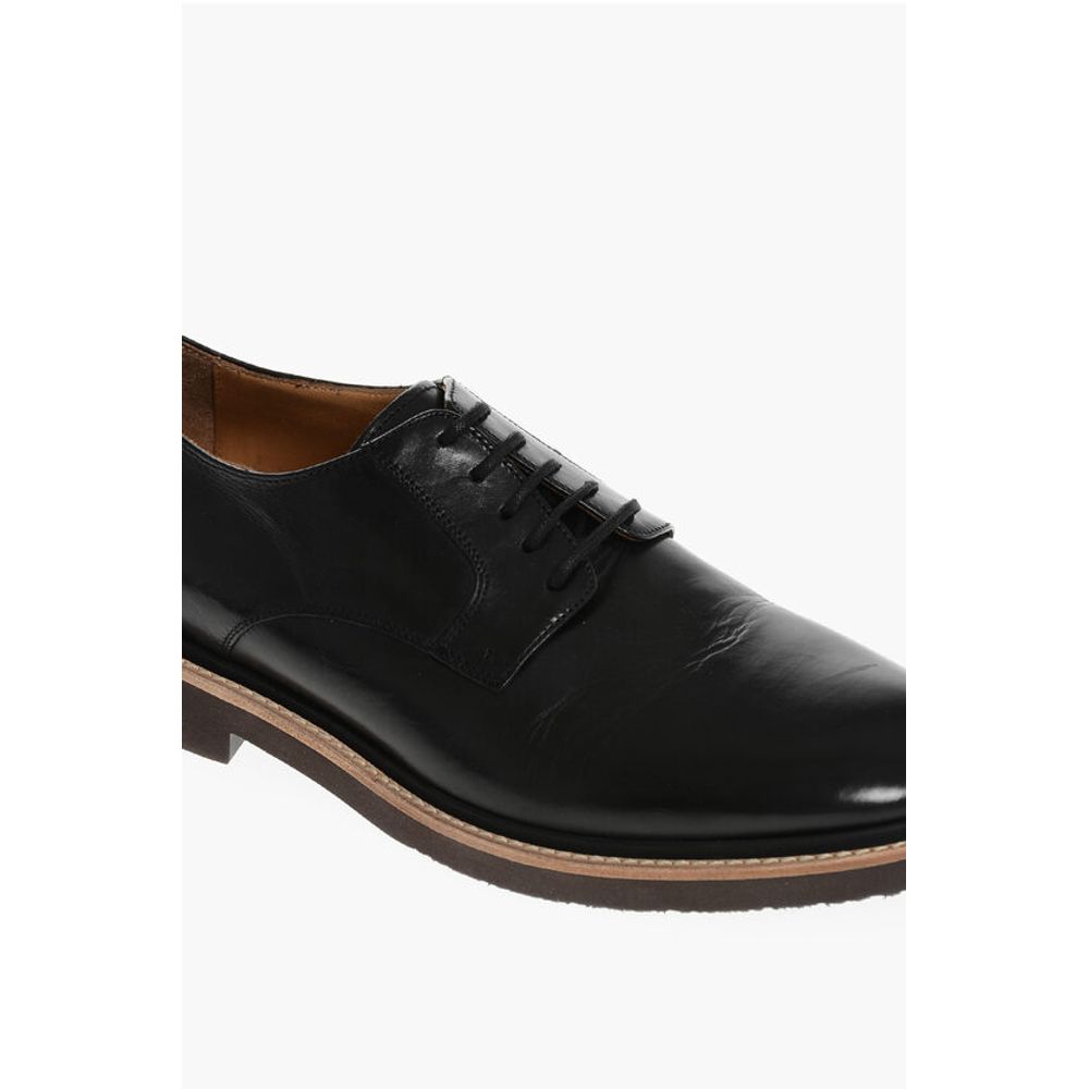 Corneliani Solid Color Leather Derby Shoes - Image 4