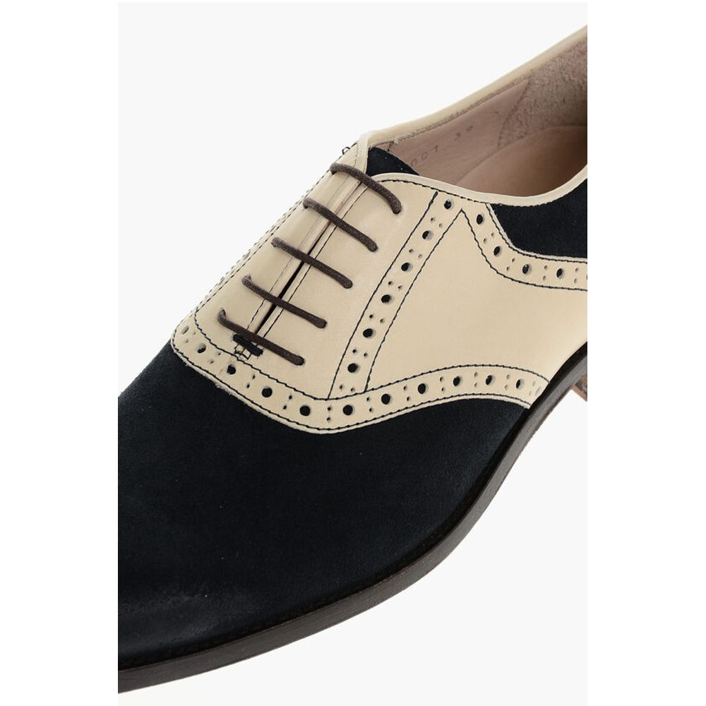 Corneliani Two-Tone Suede and Leather Quarter Brogues Oxford Shoes - Image 4