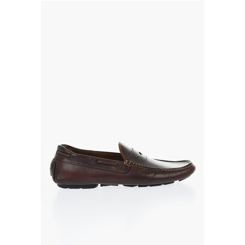 Corneliani Solid Color Leather Penny Loafers - Image 3