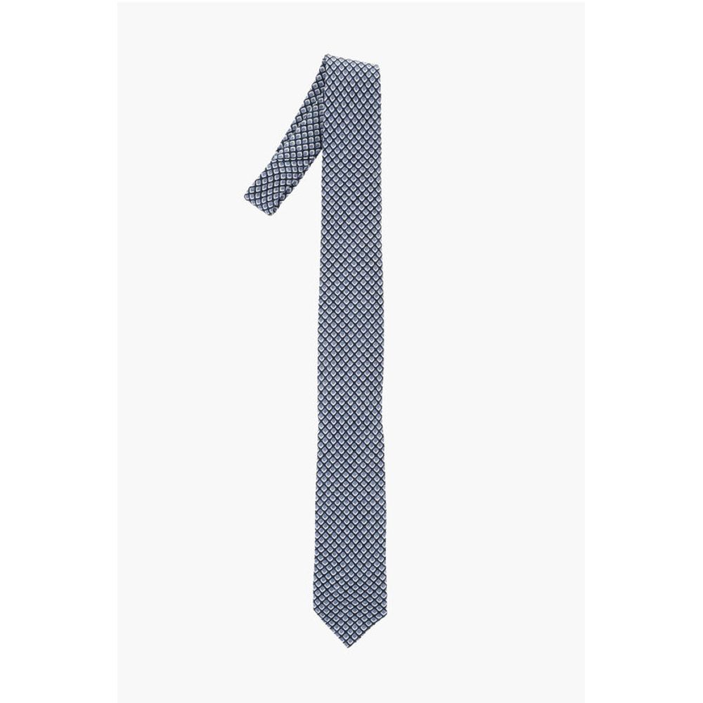 Corneliani CC COLLECTION Geometric Patterned Linen Blend Tie
