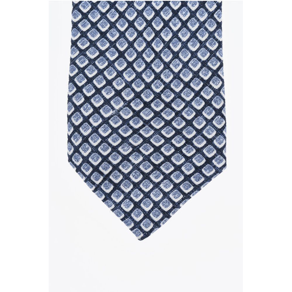 Corneliani CC COLLECTION Geometric Patterned Linen Blend Tie - Image 2