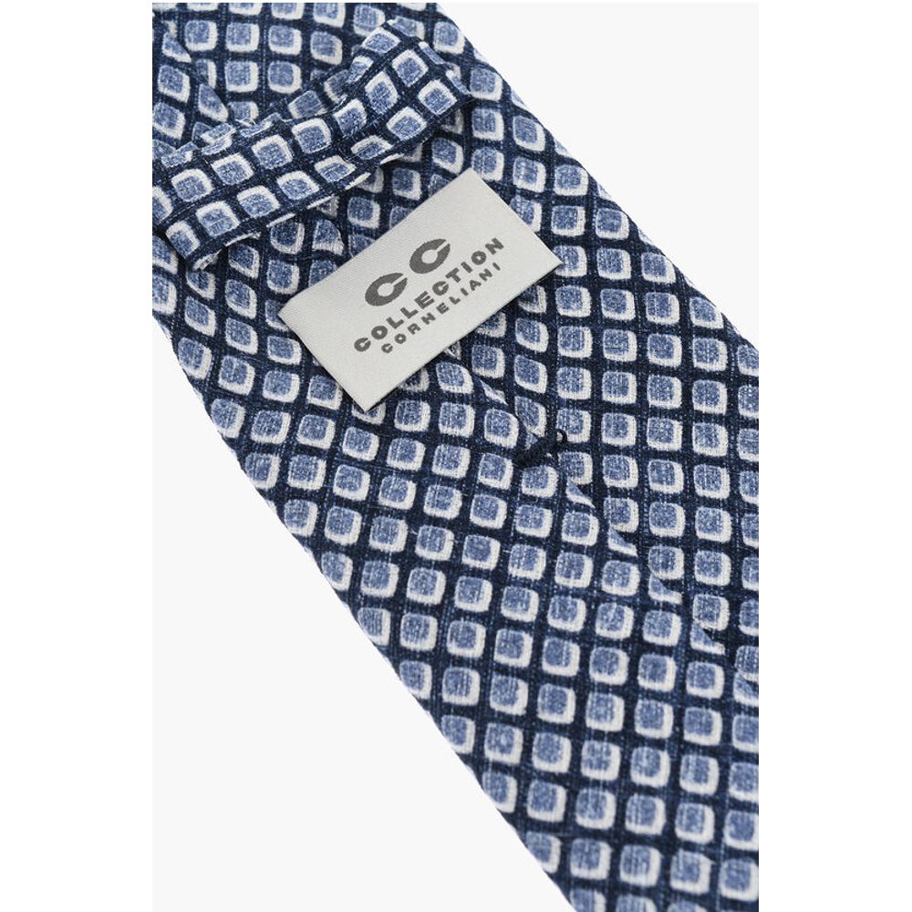 Corneliani CC COLLECTION Geometric Patterned Linen Blend Tie - Image 3