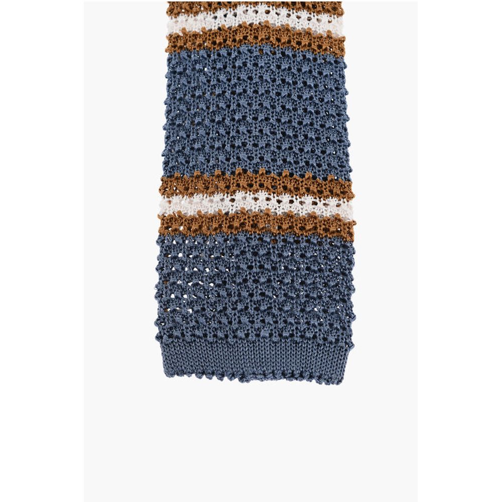 Corneliani Balanced Stripe Knitted Silk Tie - Image 5