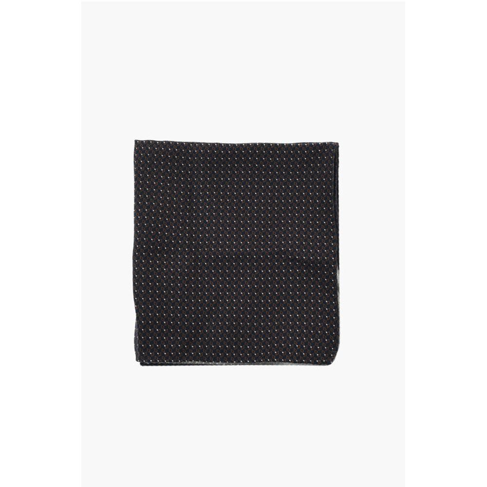 Corneliani CC COLLECTION Two-Tone Patterned Silk and Wool Pocket Square