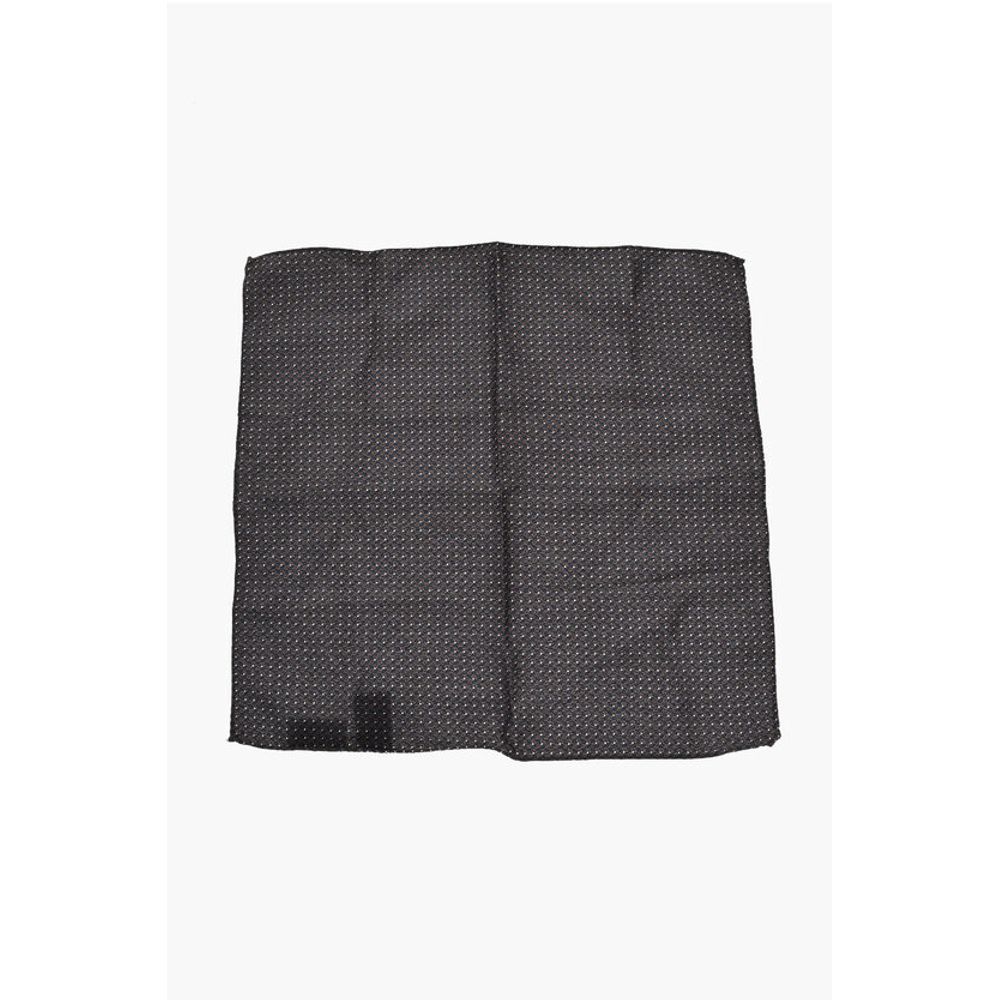 Corneliani CC COLLECTION Two-Tone Patterned Silk and Wool Pocket Square - Image 2