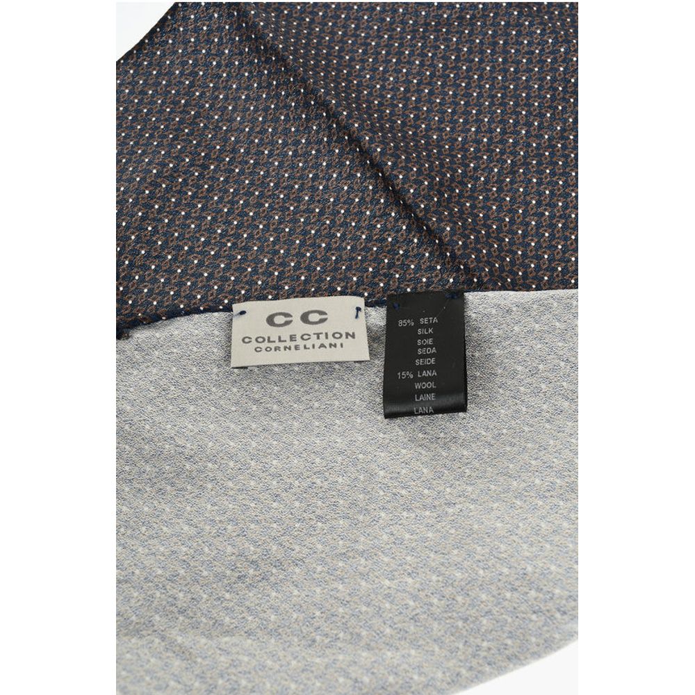Corneliani CC COLLECTION Two-Tone Patterned Silk and Wool Pocket Square - Image 3