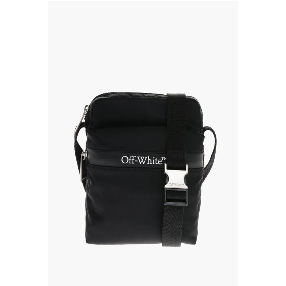 Off-White Nylon Crossbody Bag with Contrasting Logo