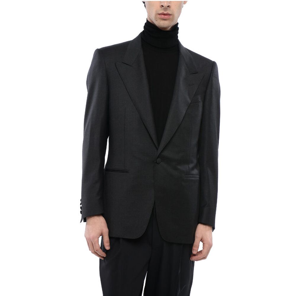 CC Brothers Virgin Wool CERIM.MASTER 1-Button Blazer with Peak Lapel