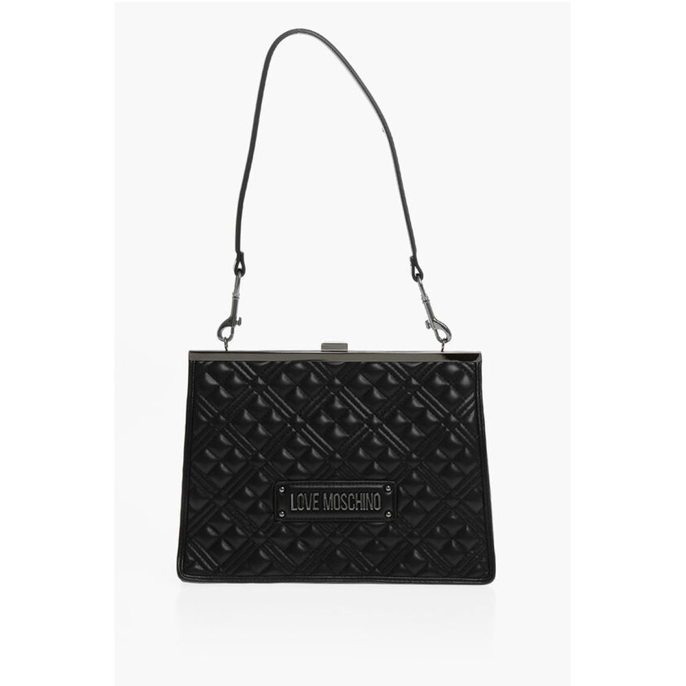 Moschino LOVE Quilted Faux Leather Crossbody Bag with Ton On Ton Logo