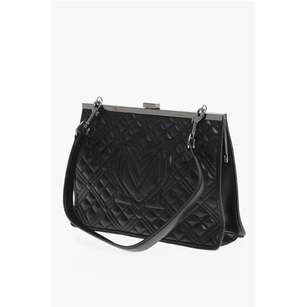 Moschino LOVE Quilted Faux Leather Crossbody Bag with Ton On Ton Logo - Image 2