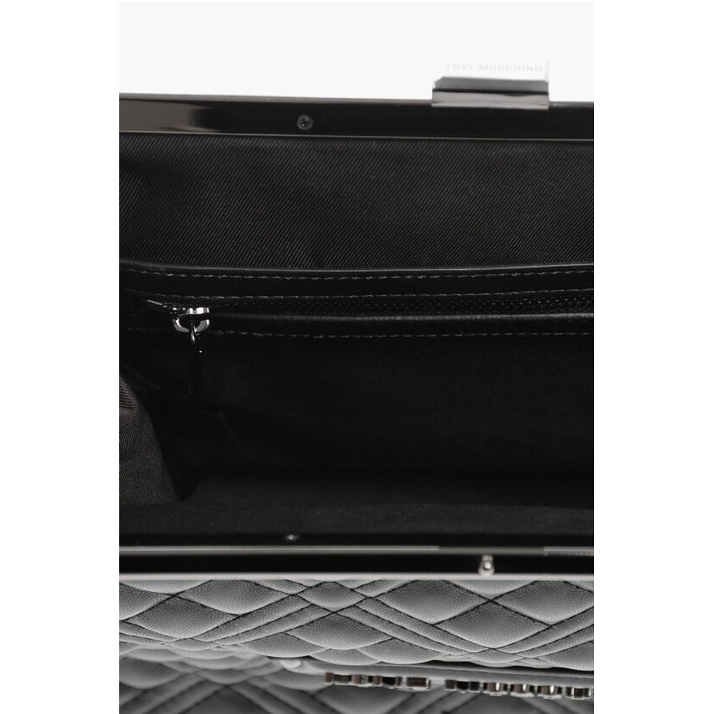 Moschino LOVE Quilted Faux Leather Crossbody Bag with Ton On Ton Logo - Image 5