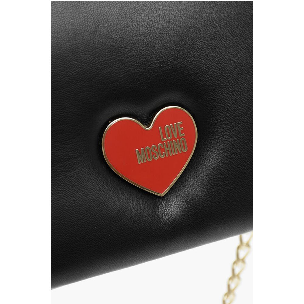 Moschino LOVE Faux Leather Crossbody Bag with Golden Chain - Image 4