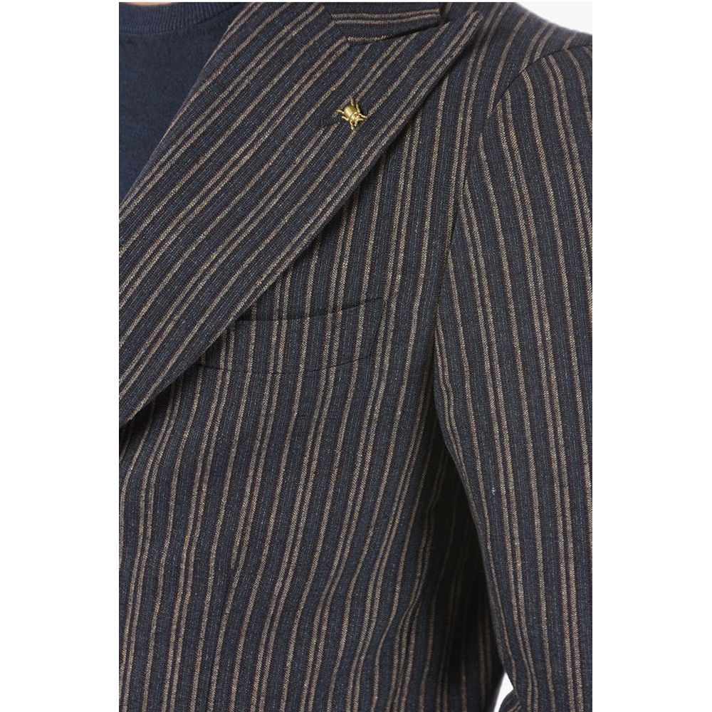 Corneliani CC COLLECTION unbalanced striped REWARD peak lapel patch poc - Image 3